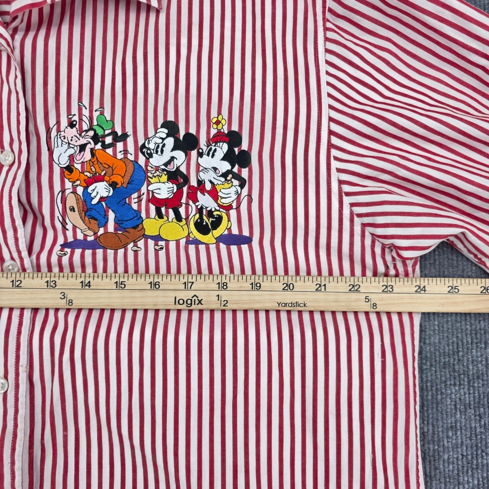 Vintage Disney Store Mickey & Friends Striped Embroidered Button Down Shirt L - Picture 8 of 11